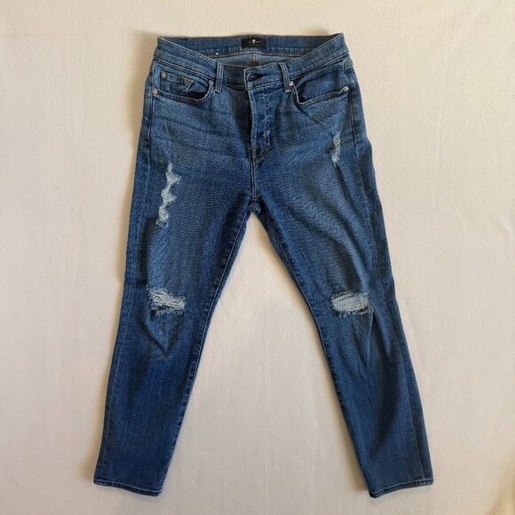 7 For All Mankind Denim - 7 For All Mankind Jeans Women's Size 28 Blue Josefina Boyfriend Cut Button Fly